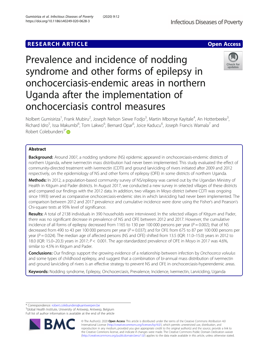 Prevalence and Incidence of Nodding