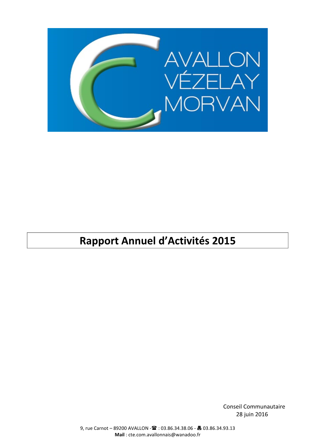 Rapport Annuel D'activités 2015