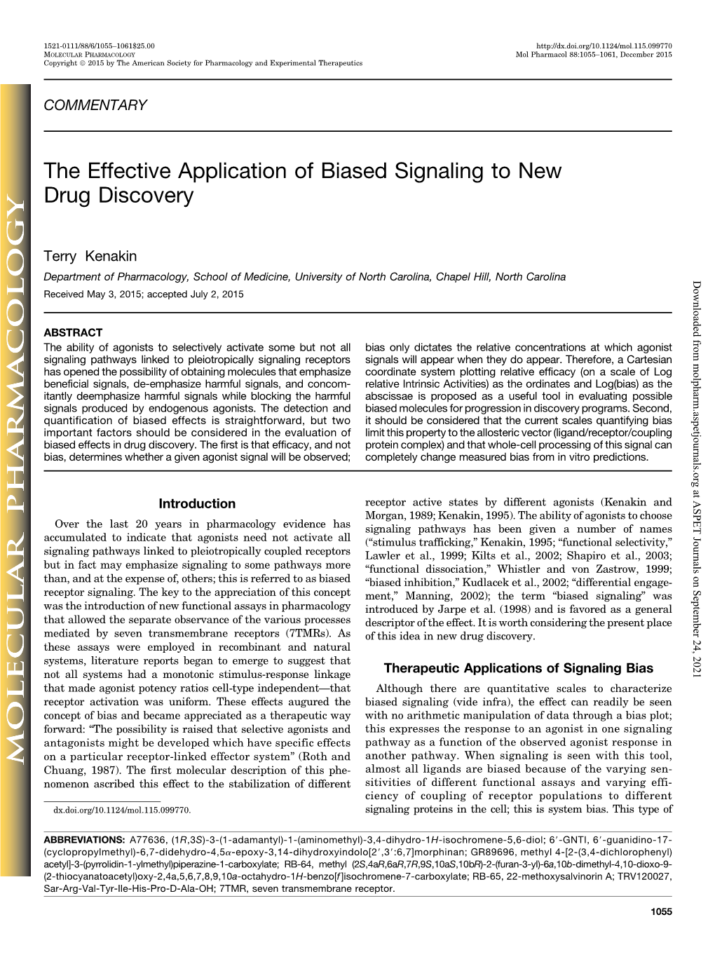 The Effective Application of Biased Signaling to New Drug Discovery