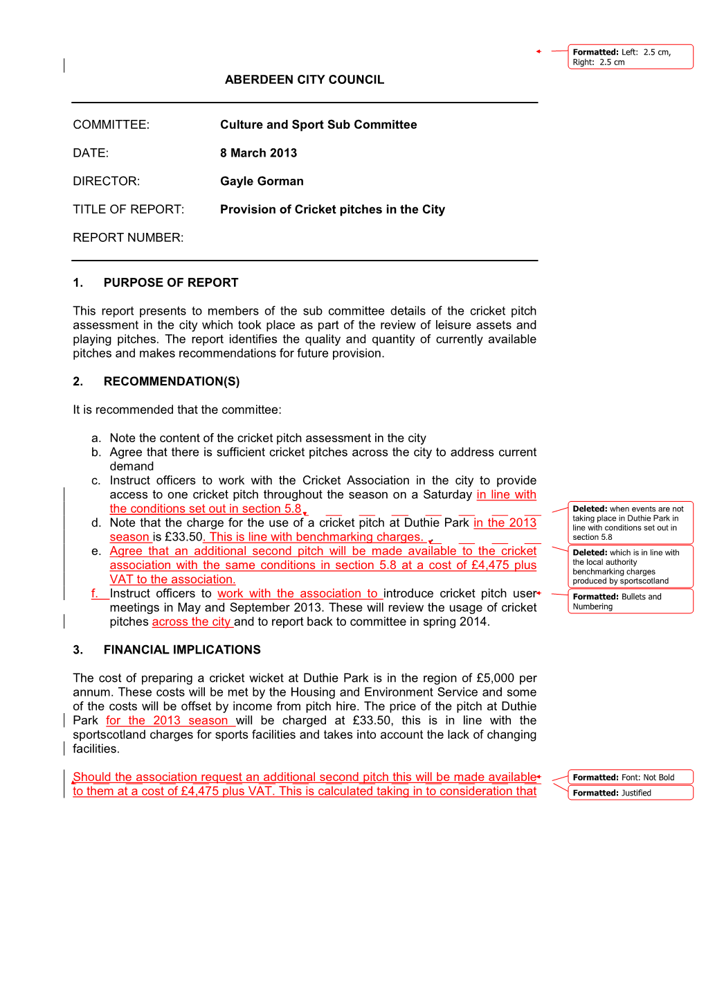 Provision of Cricket Pitches in the City PDF 349 KB