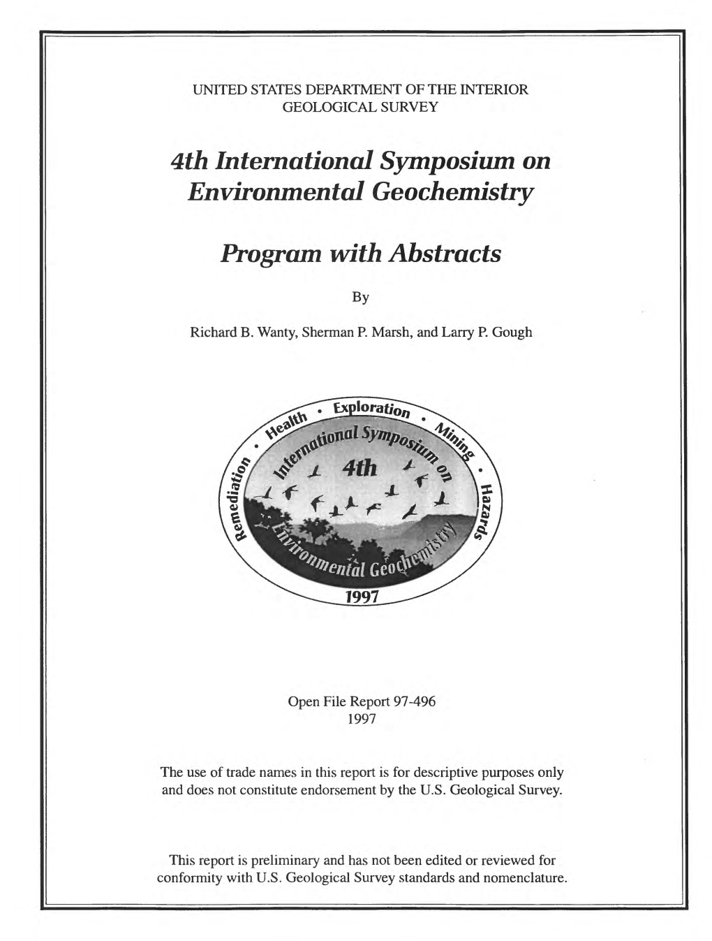 4Th International Symposium on Environmental Geochemistry