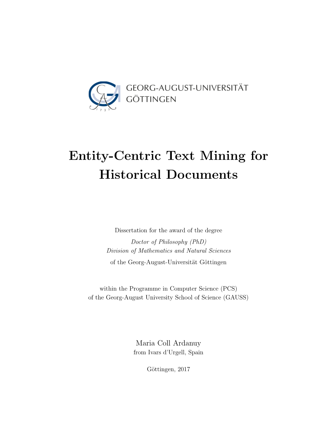 Entity-Centric Text Mining for Historical Documents