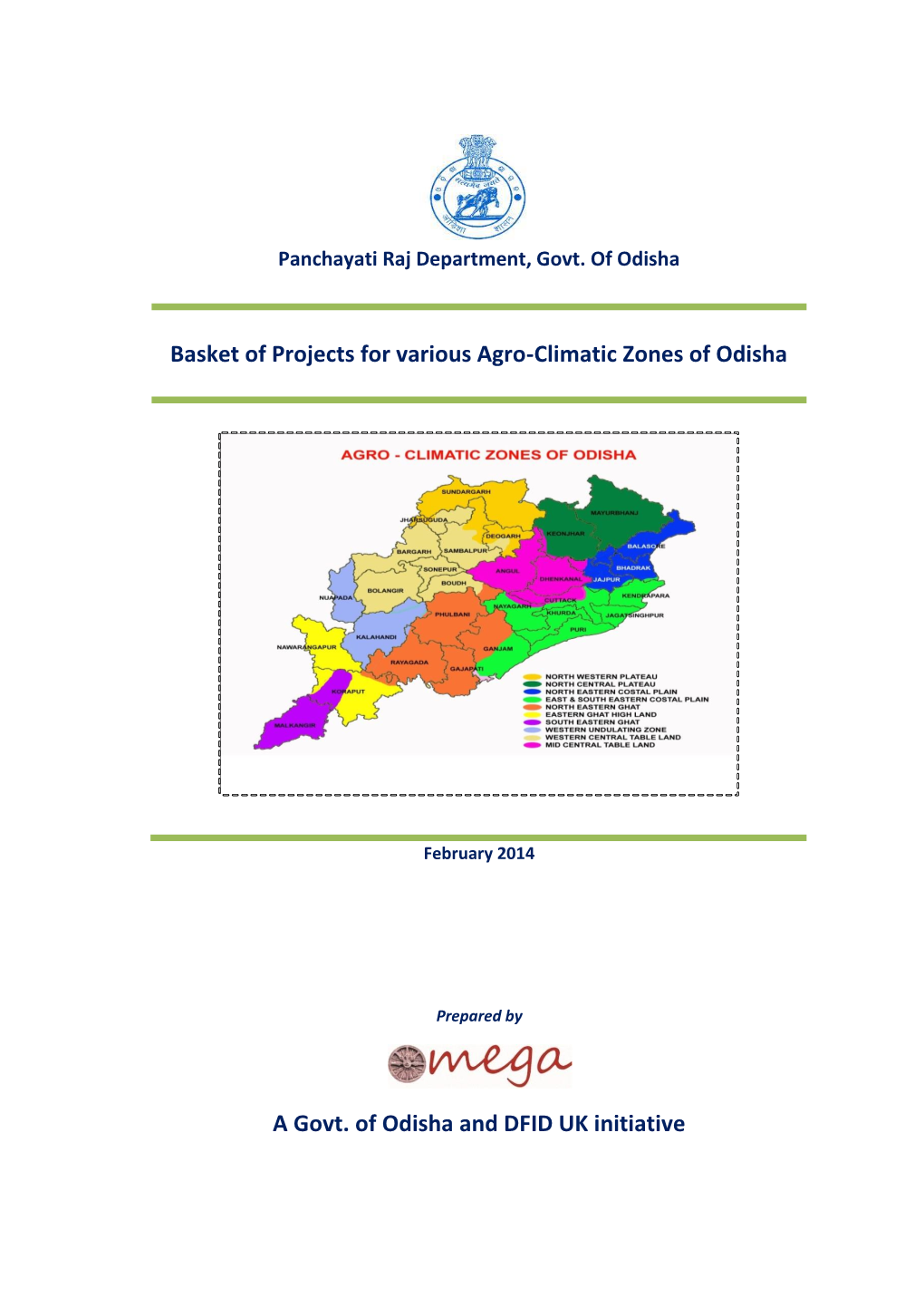 Basket of Projects for Various Agro-Climatic Zones of Odisha