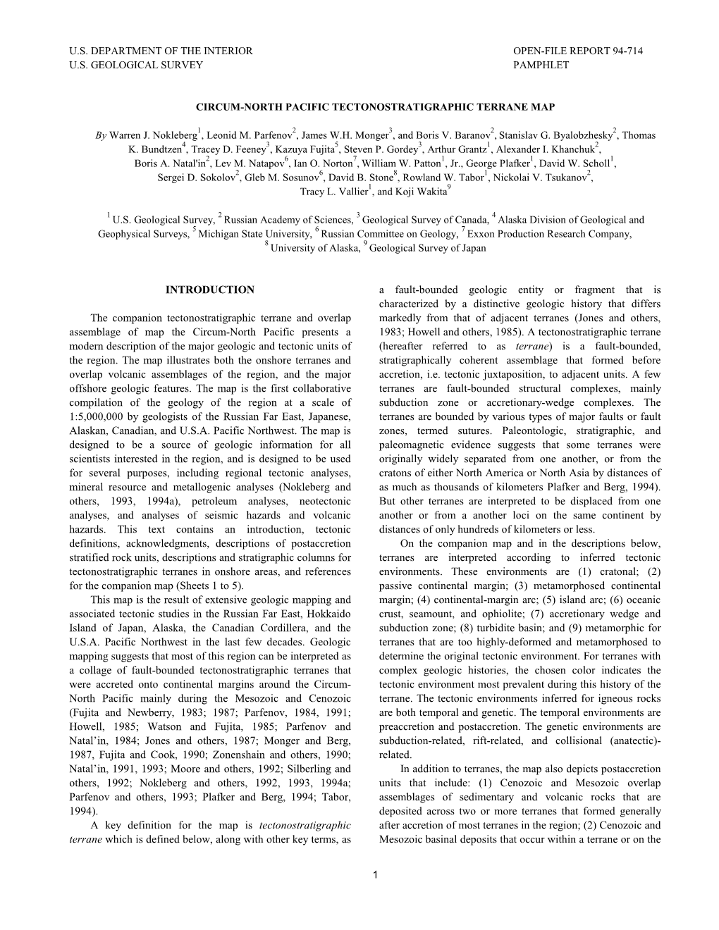 INTRODUCTION the Companion Tectonostratigraphic Terrane And