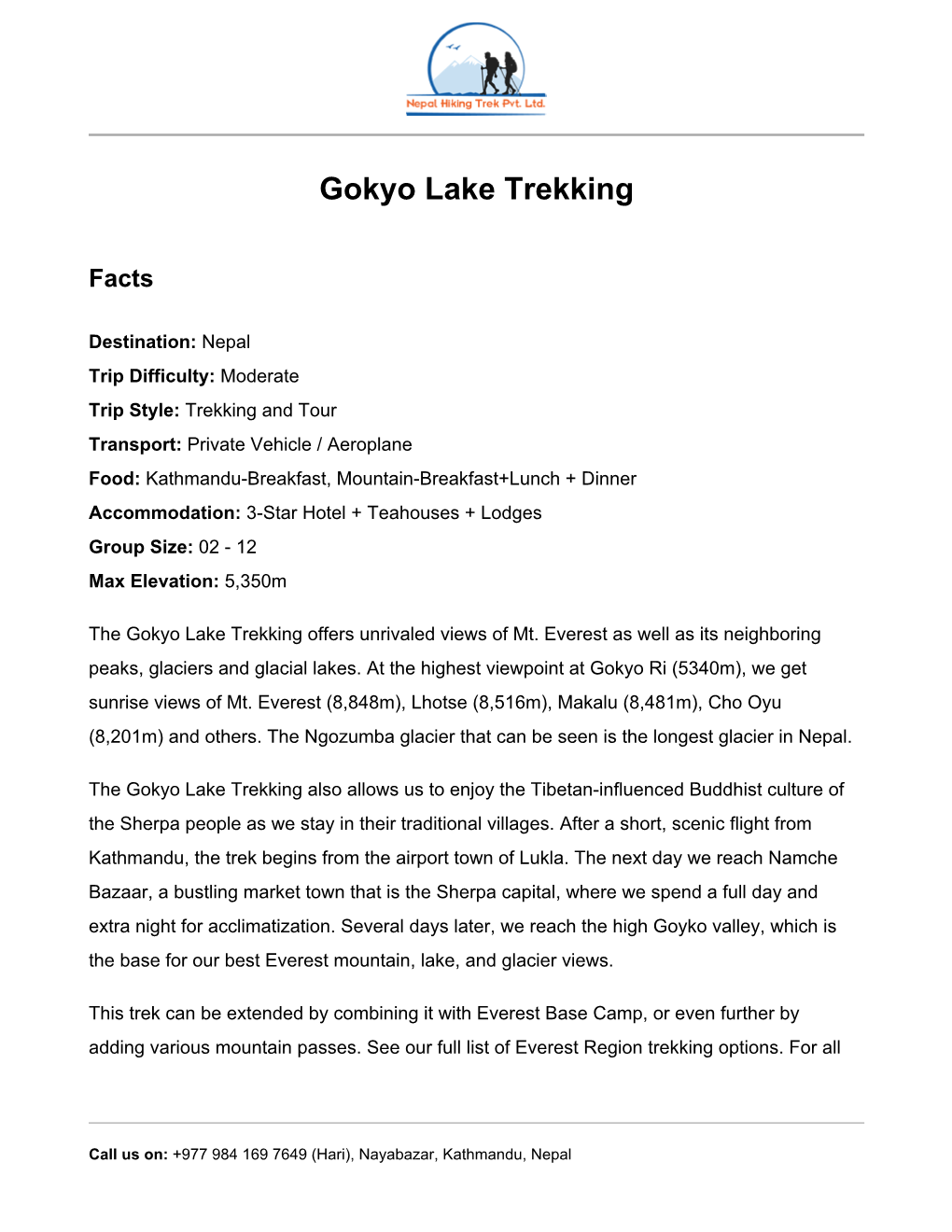 Gokyo Lake Trekking