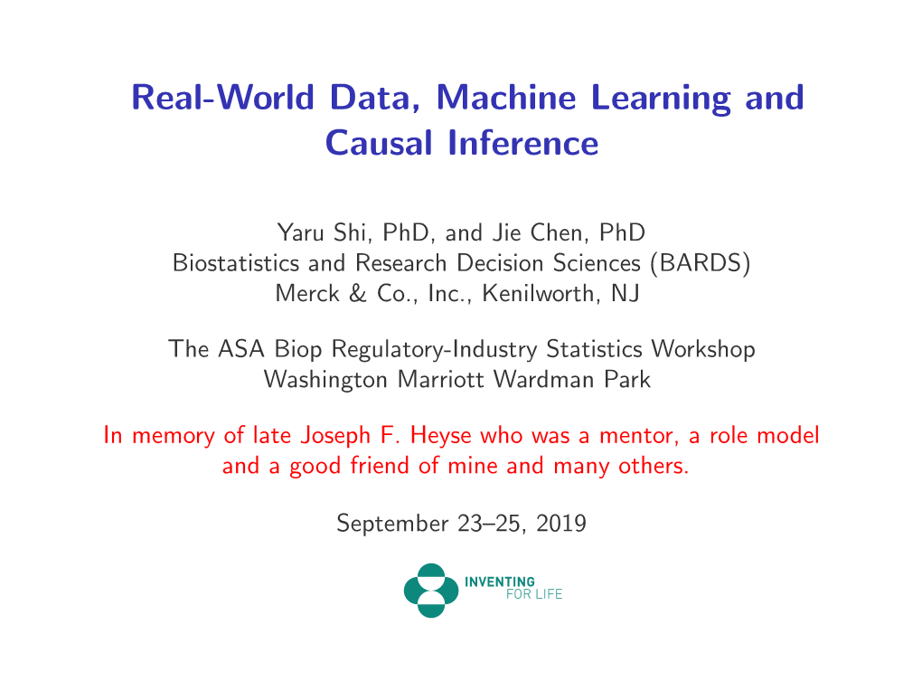 Real-World Data, Machine Learning and Causal Inference