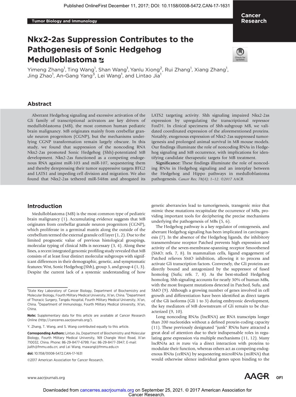 Nkx2-2As Suppression Contributes to the Pathogenesis of Sonic