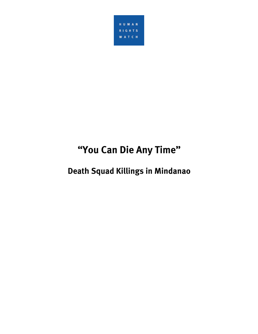 Death Squad Killings in Mindanao