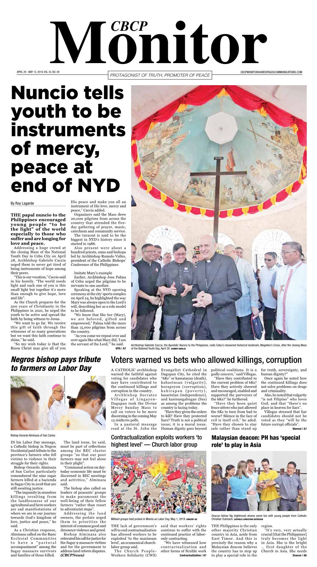 Nuncio Tells Youth to Be Instruments of Mercy, Peace at End of NYD