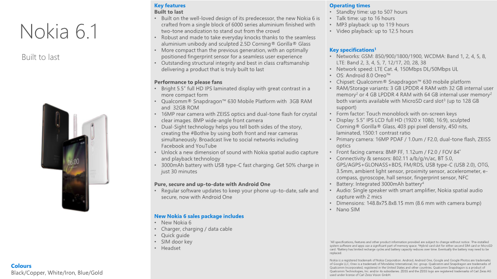 HMD-Global-Nokia-6.1-Data-Sheet.Pdf