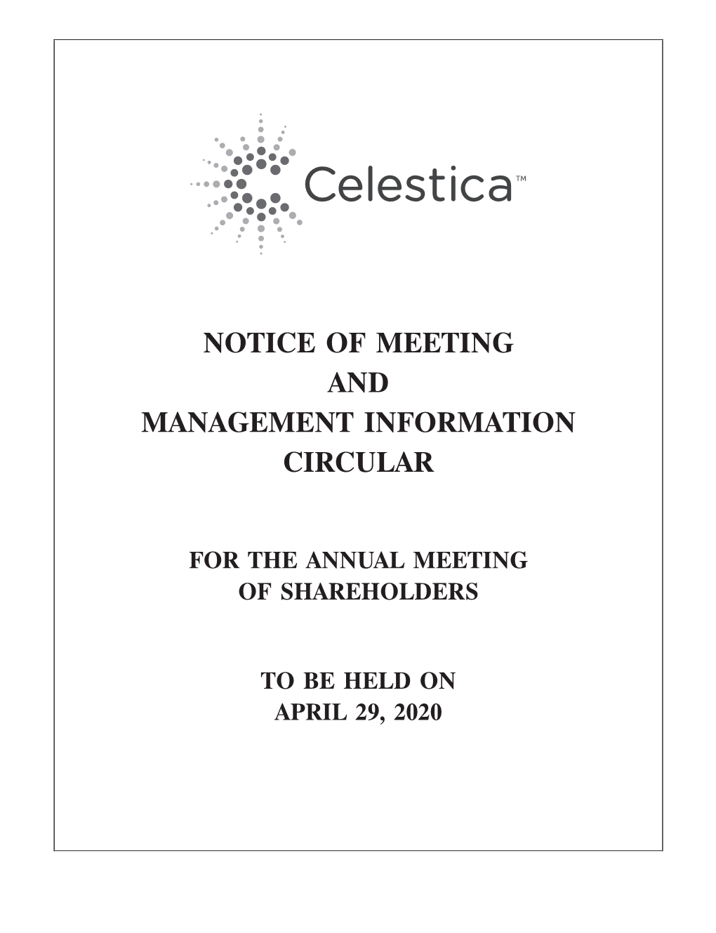 Notice of Meeting and Management Information Circular