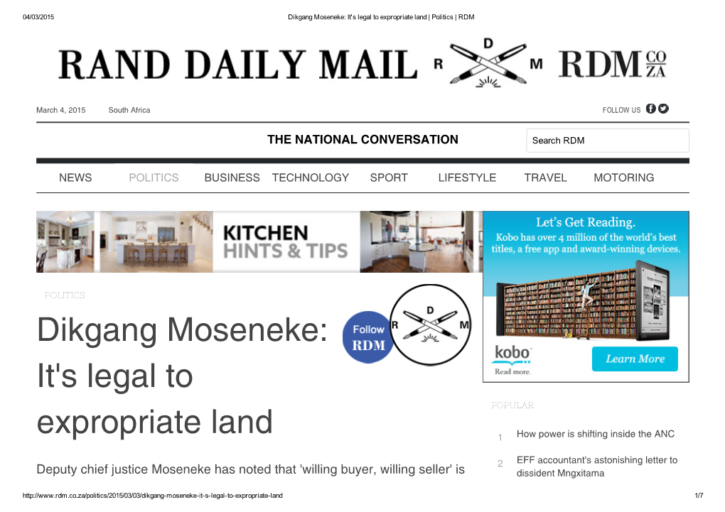 Dikgang Moseneke: It's Legal to Expropriate Land | Politics | RDM