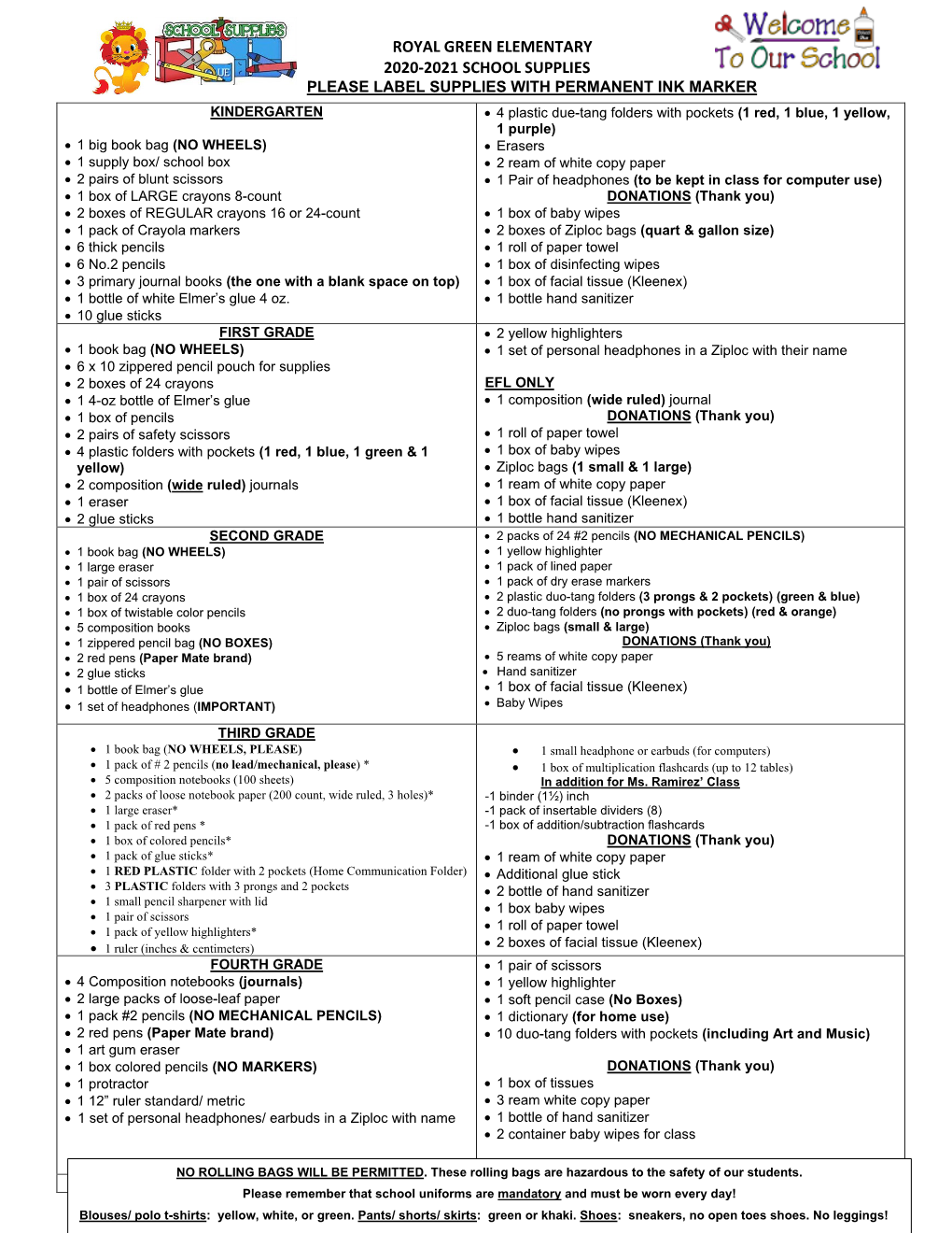 Supply List 2020-2021 Revised