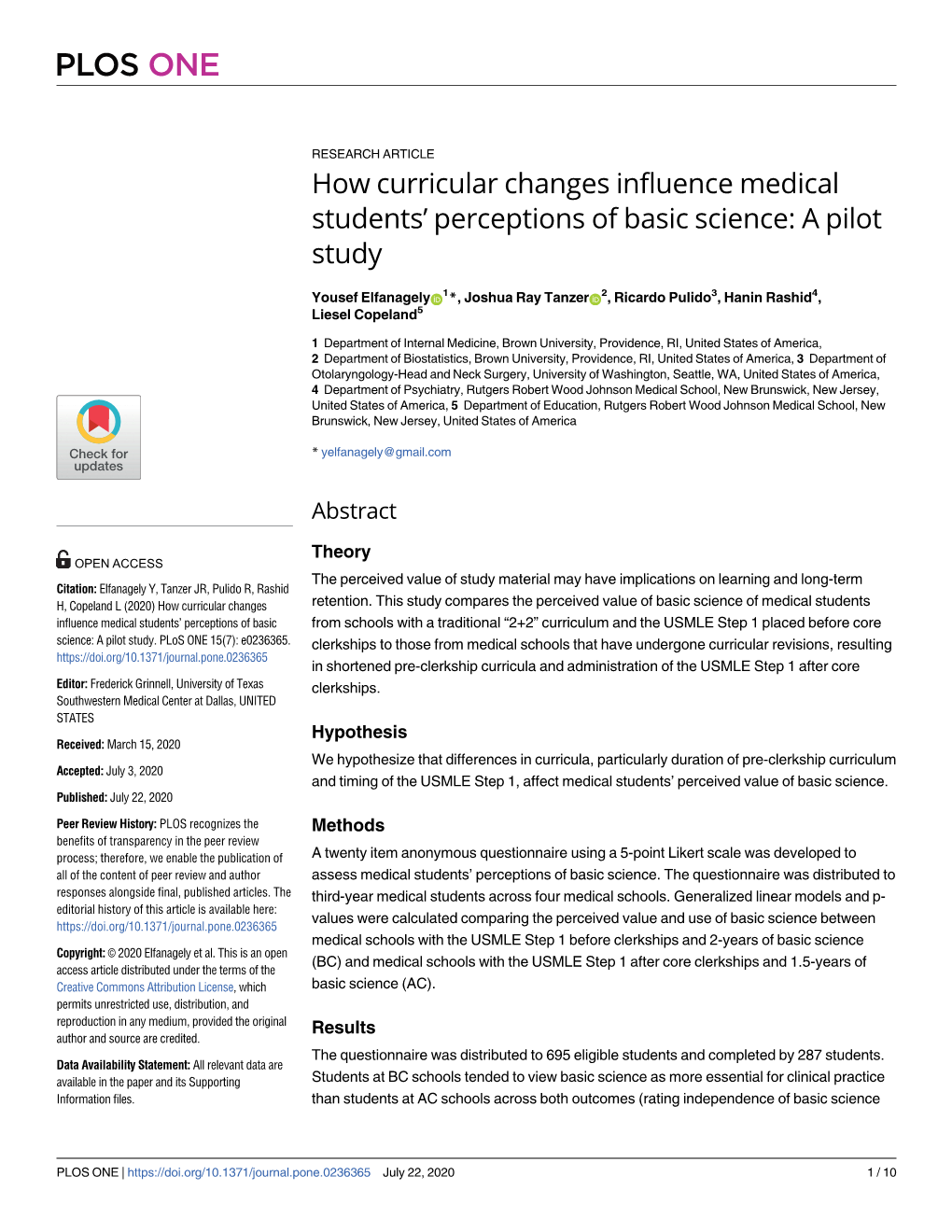 How Curricular Changes Influence Medical Students' Perceptions of Basic Science: a Pilot Study