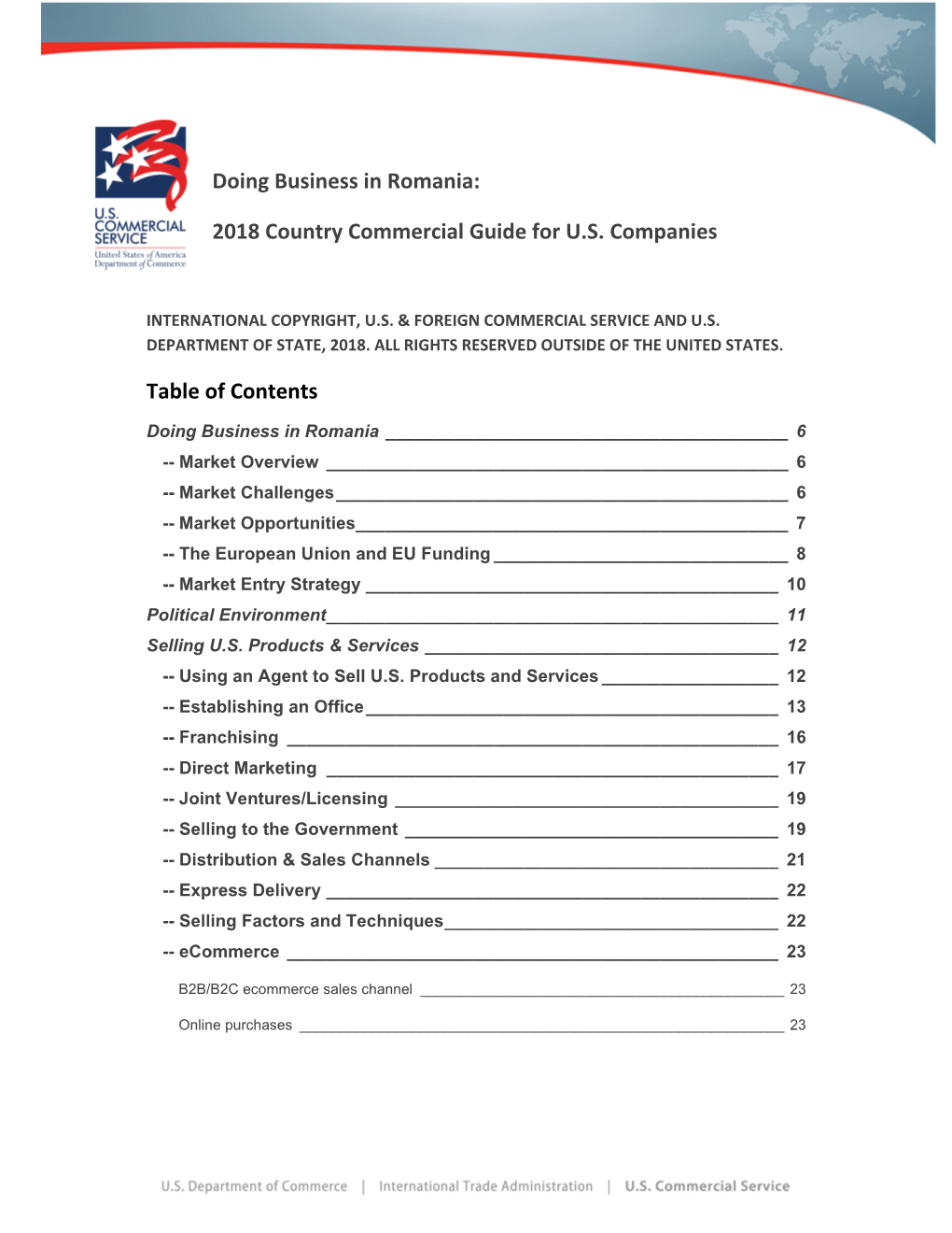 Doing Business in Romania: 2018 Country Commercial Guide for U.S