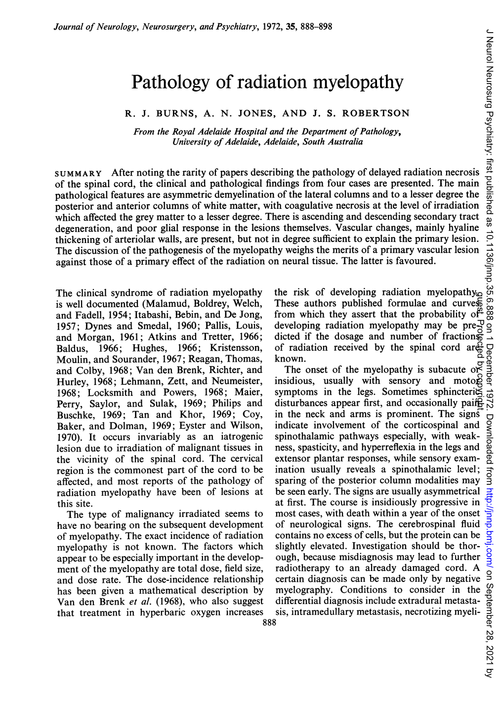 Pathology of Radiationmyelopathy