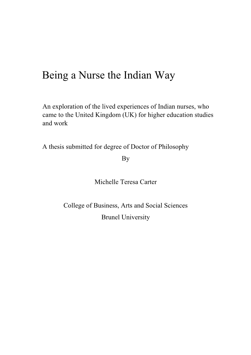 Being a Nurse the Indian Way