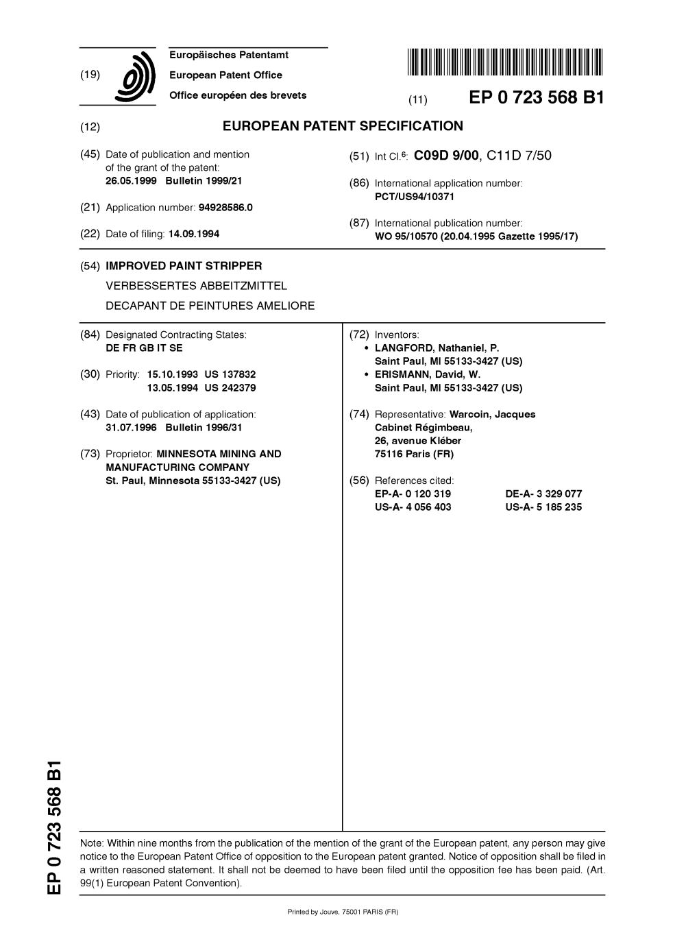 Improved Paint Stripper Verbessertes Abbeitzmittel Decapant De Peintures Ameliore