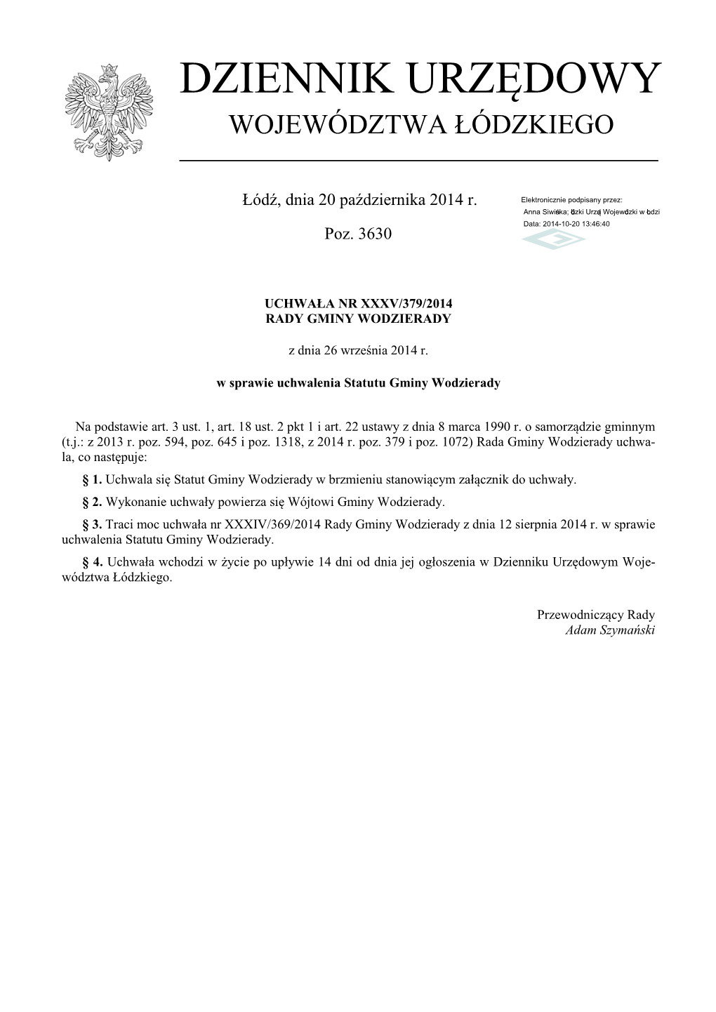 Uchwała Nr XXXV/379/2014 Z Dnia 26 Września 2014 R