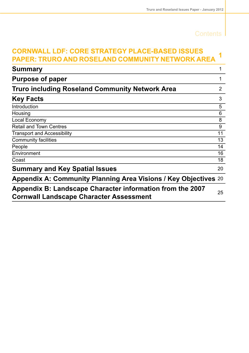 Truro and Roseland Issues Paper - January 2012