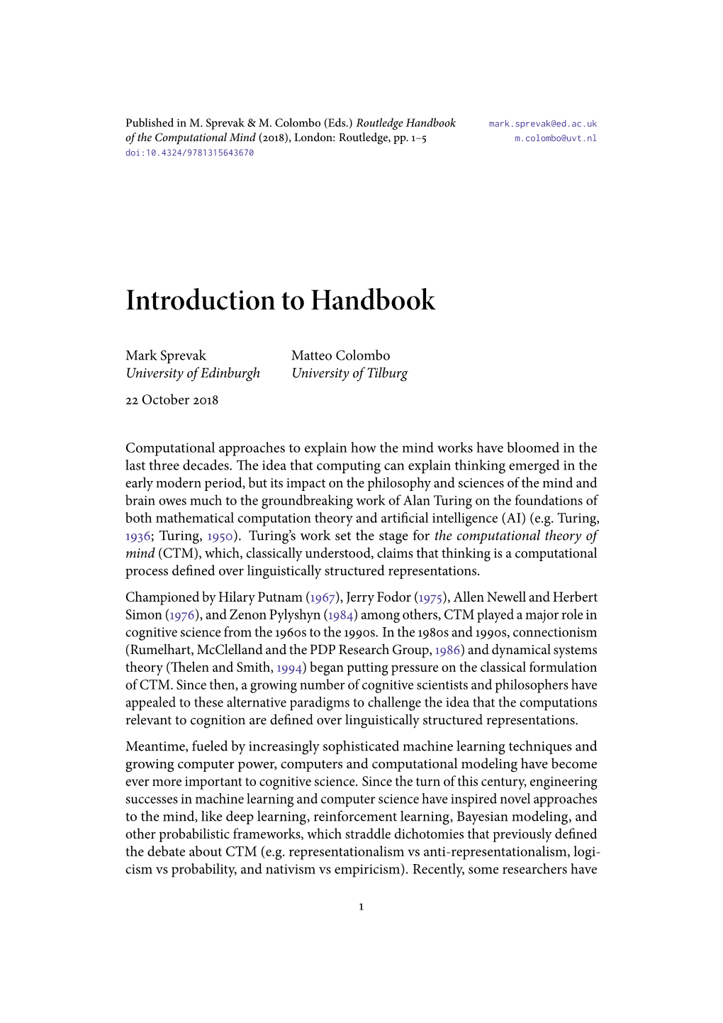 Introduction to Handbook