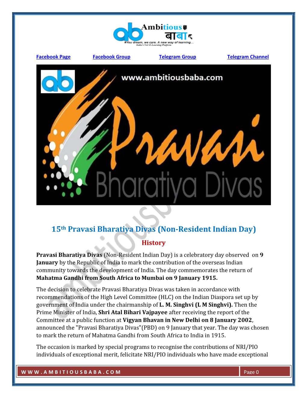 15Th Pravasi Bharatiya Divas