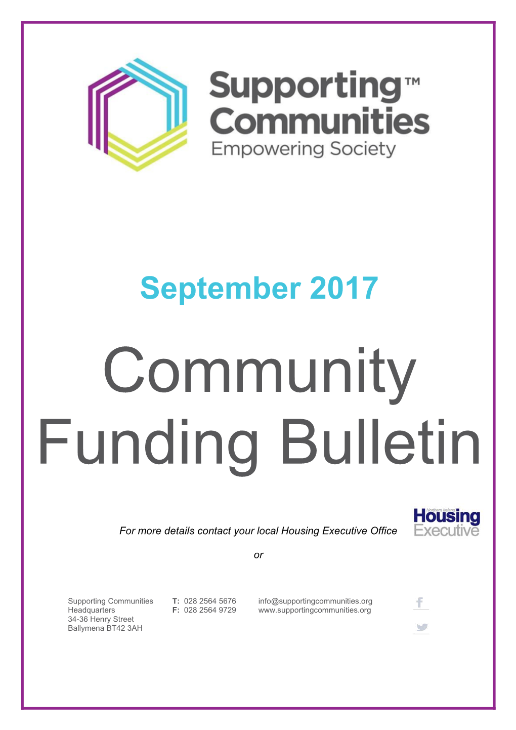 September 2017 Community Funding Bulletin