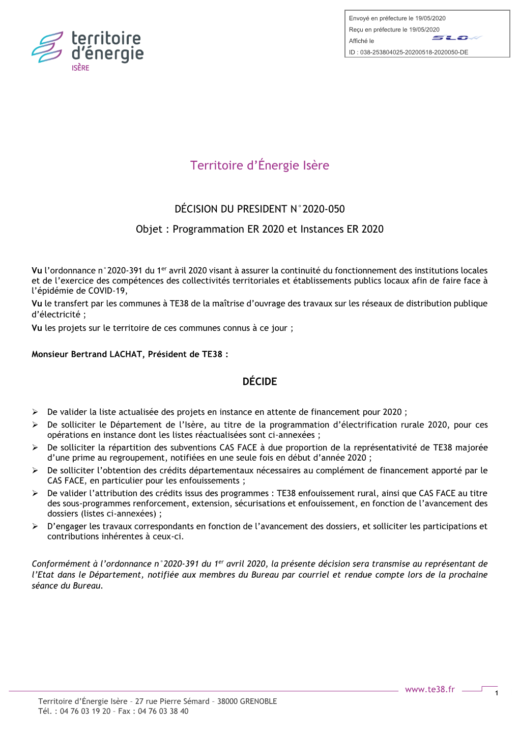 Télécharger La Décision Du Président N°2020050