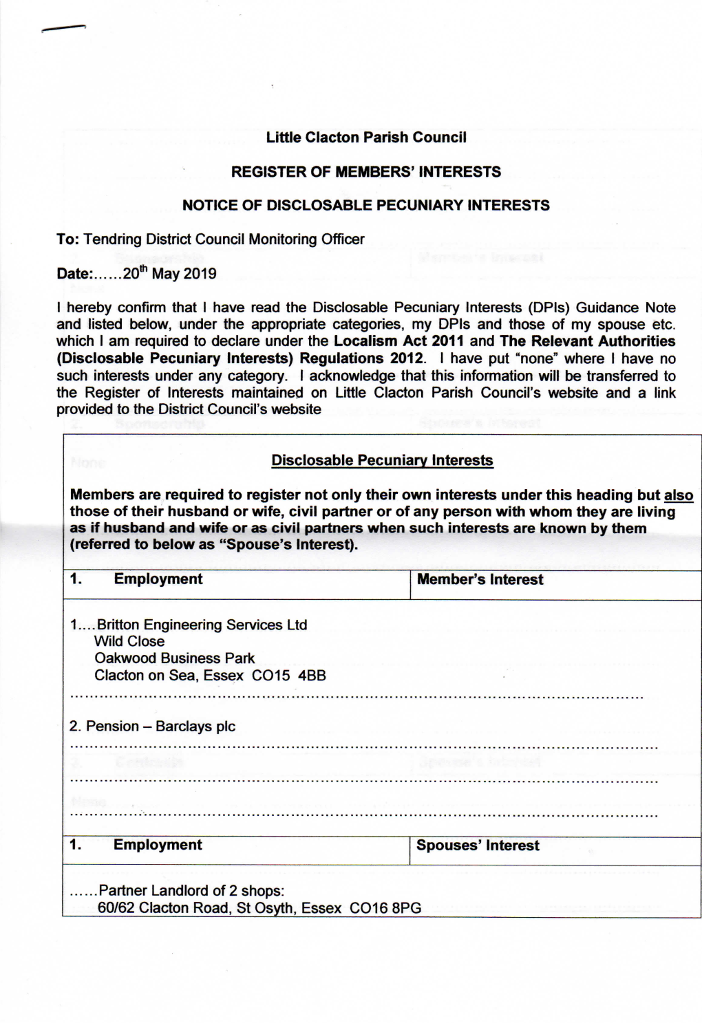 Tendring District Council Monitoring Officer