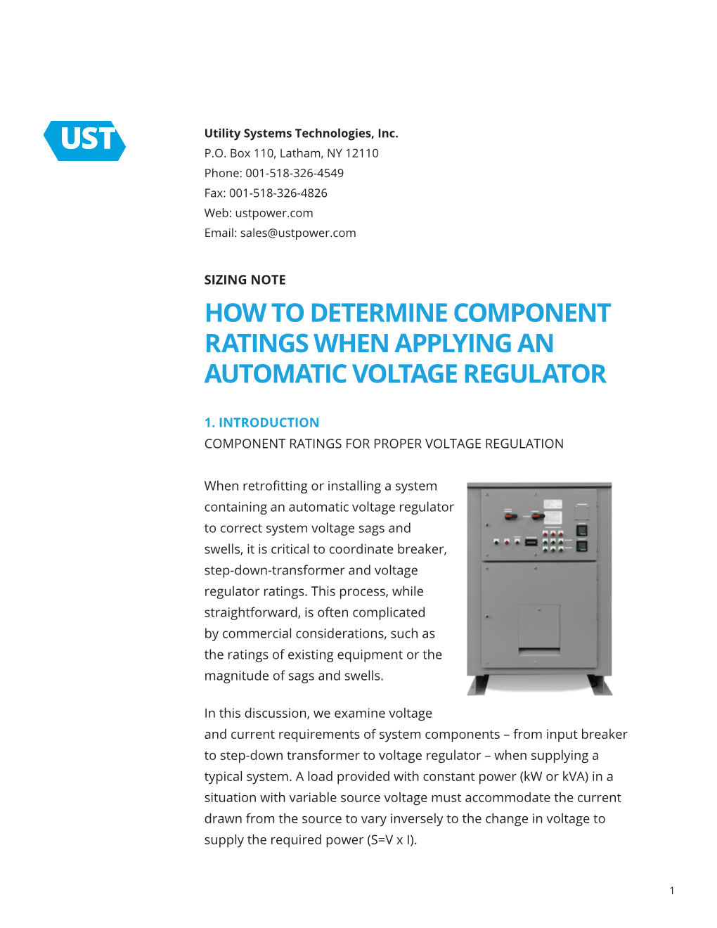 How to Determine Component Ratings When Applying an Automatic Voltage Regulator