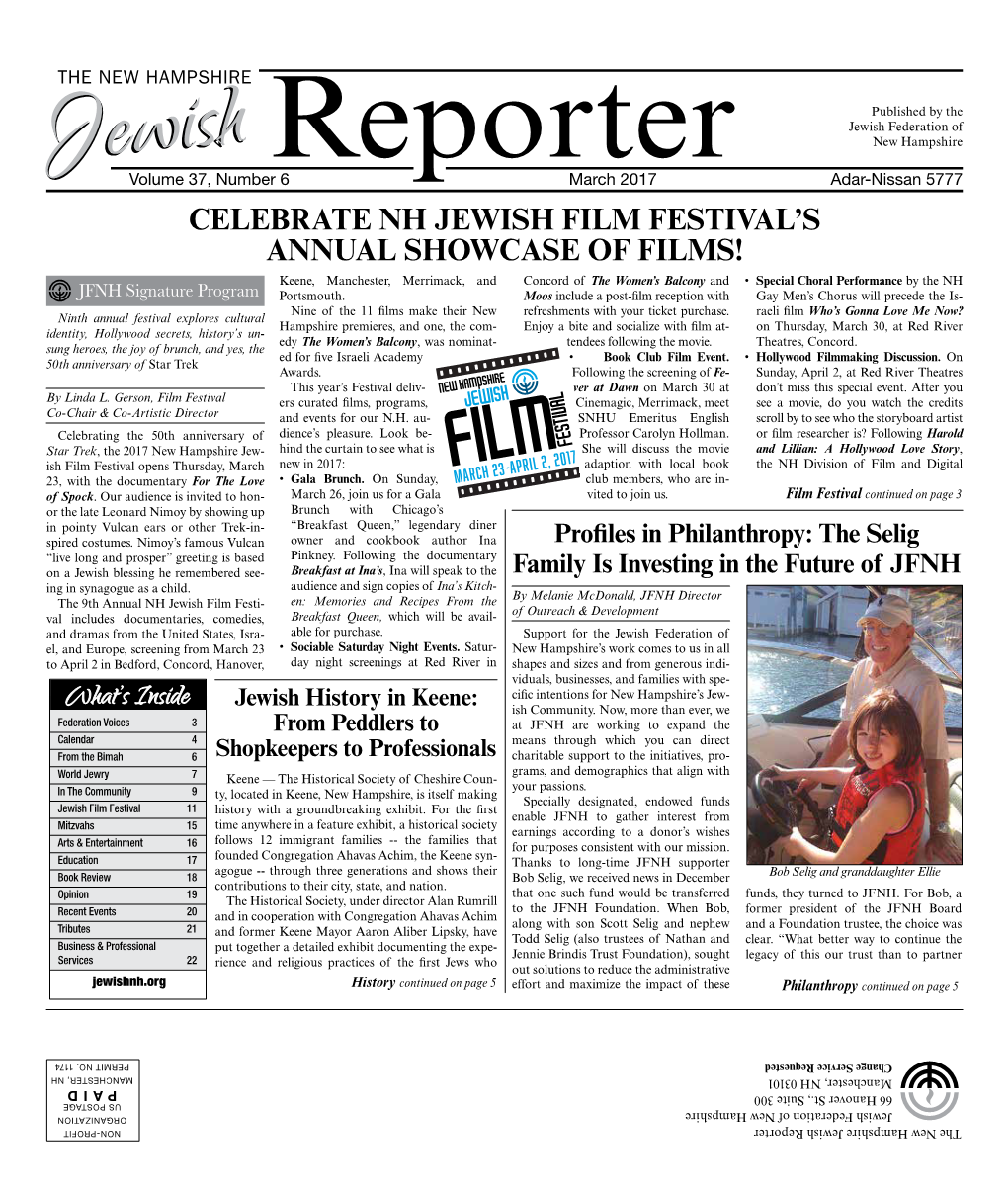 Celebrate Nh Jewish Film Festival's Annual Showcase