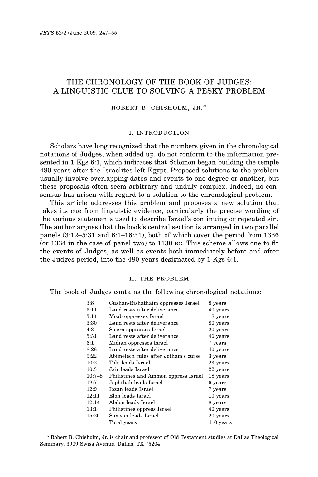 The Chronology of the Book of Judges: a Linguistic Clue in Solving