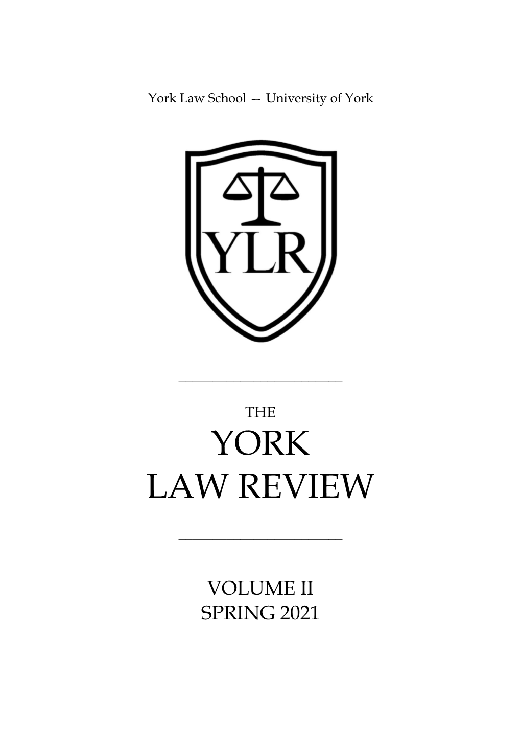 York Law Review Vol. 2, Spring 2021