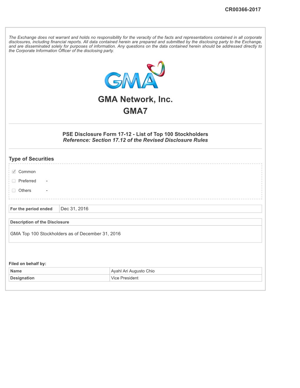 GMA Network, Inc. GMA7