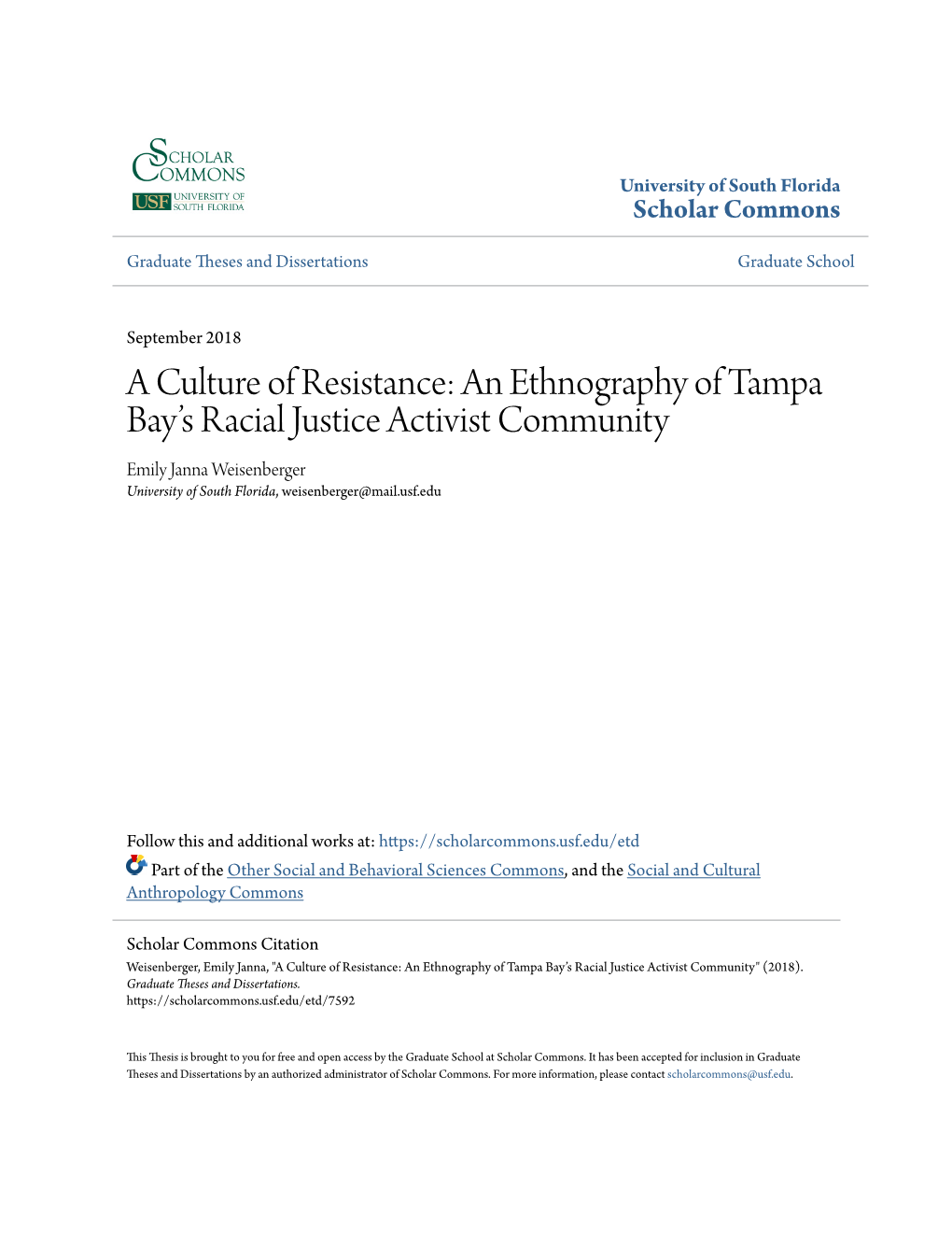 An Ethnography of Tampa Bay's Racial