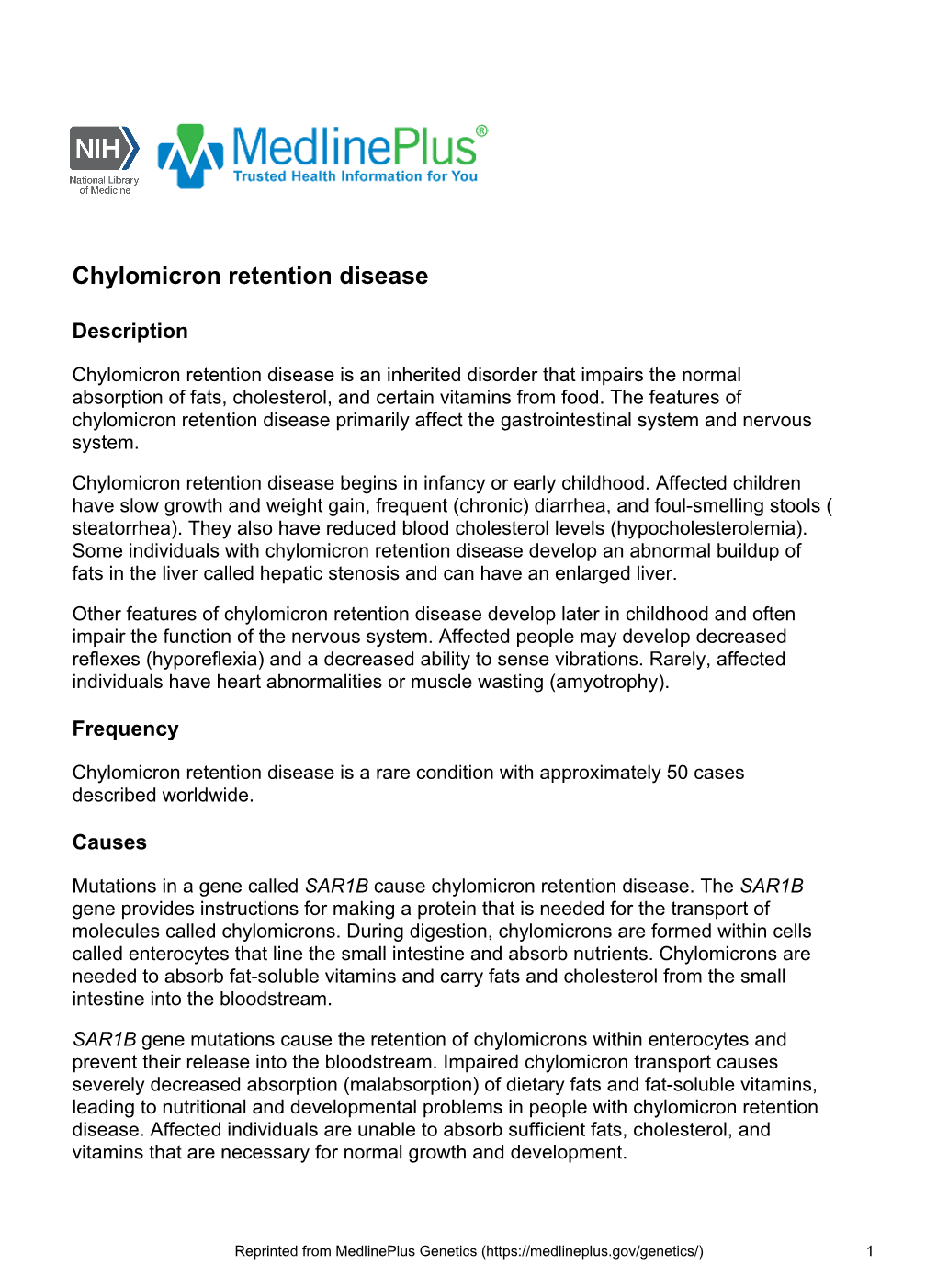 Chylomicron Retention Disease