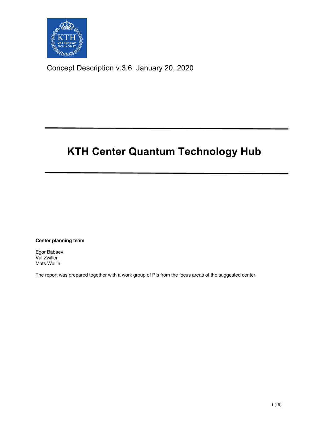 KTH Center Quantum Technology Hub