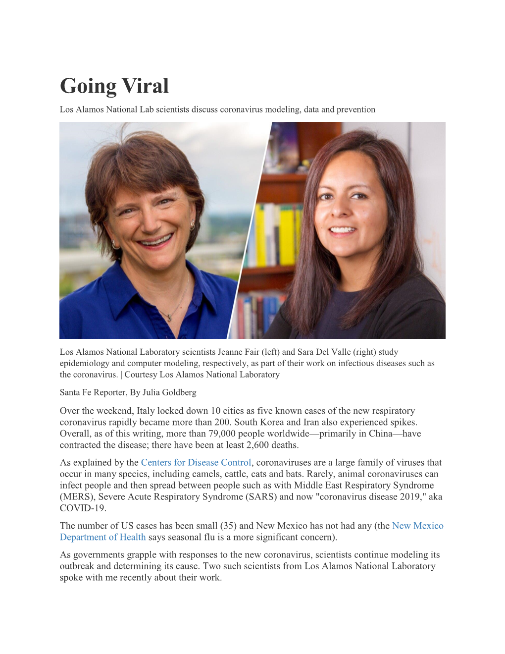 Going Viral Los Alamos National Lab Scientists Discuss Coronavirus Modeling, Data and Prevention