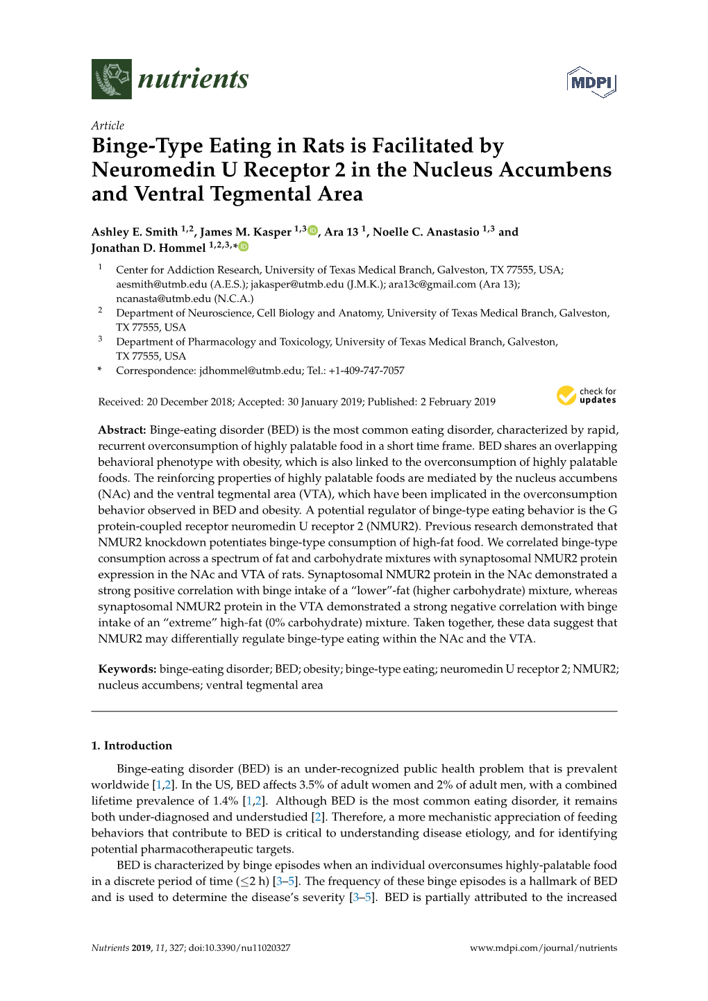 Binge-Type Eating in Rats Is Facilitated by Neuromedin U Receptor 2 in the Nucleus Accumbens and Ventral Tegmental Area