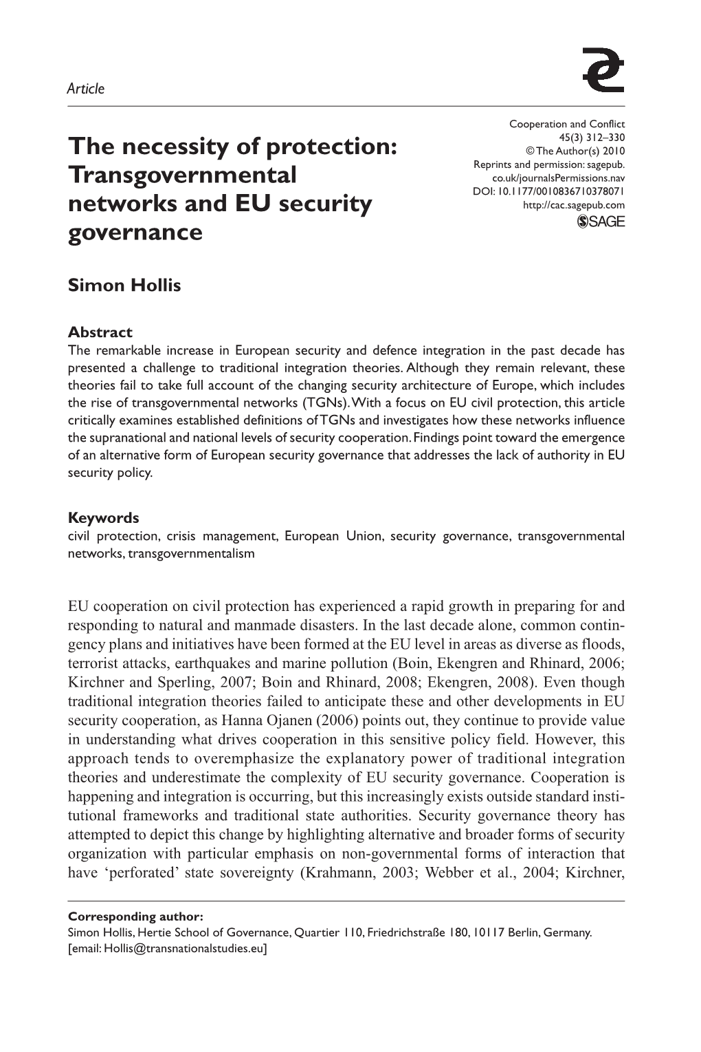 Transgovernmental Networks and EU Security Governance