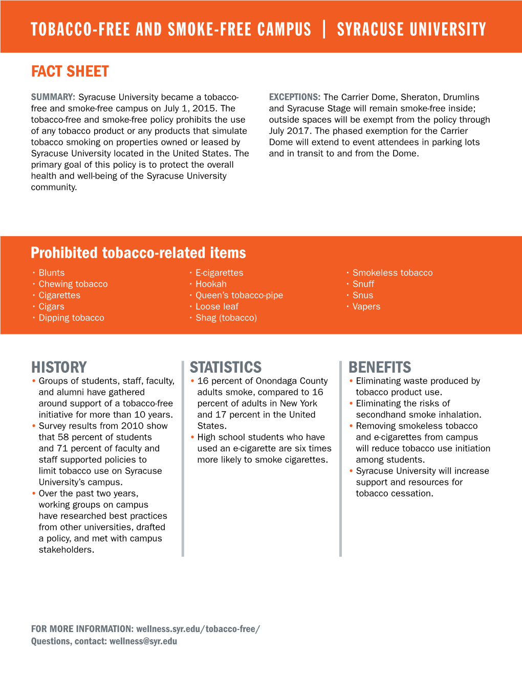 Tobacco-Free and Smoke-Free Campus Fact Sheet