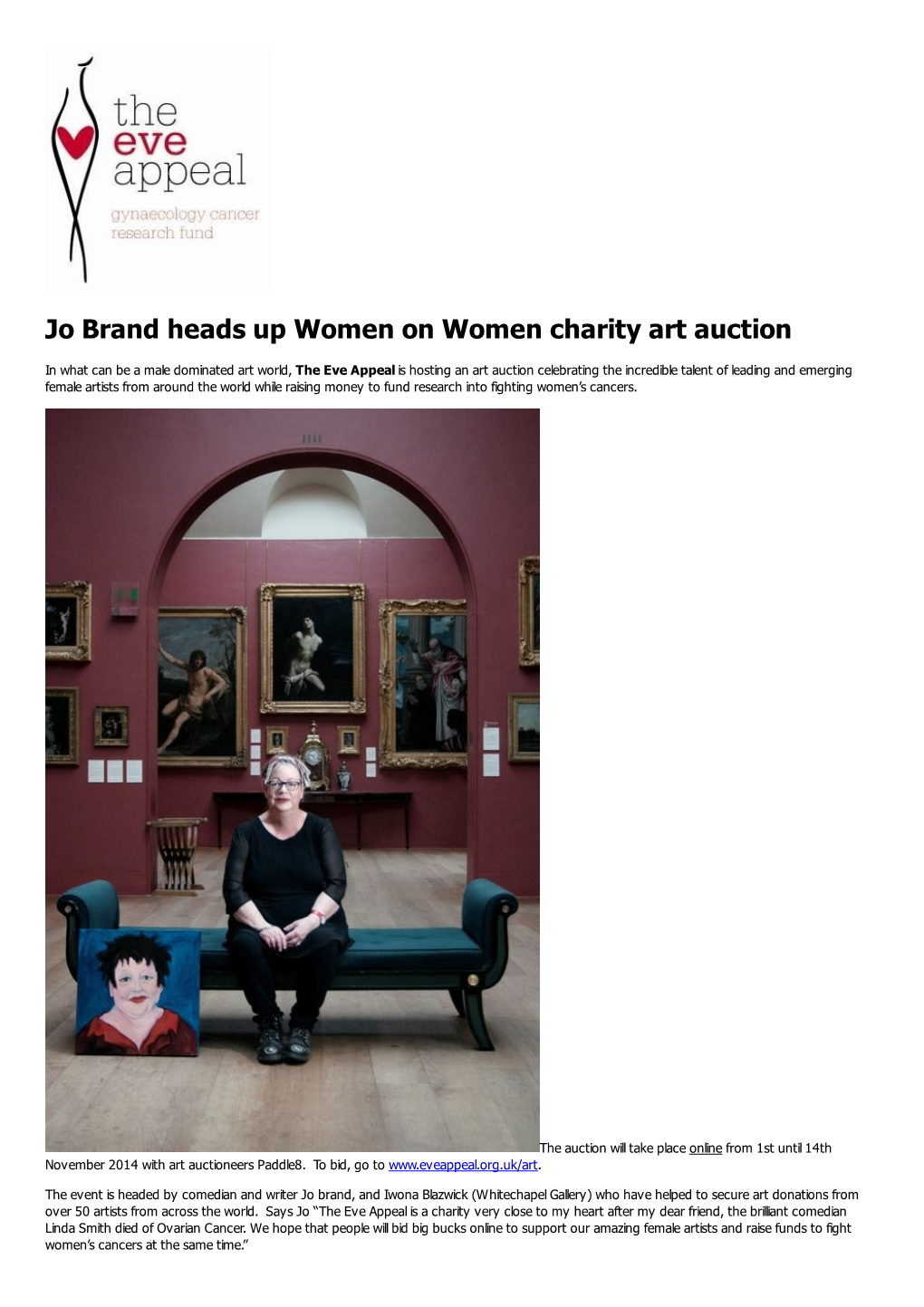 Jo Brand Heads up Women on Women Charity Art Auction