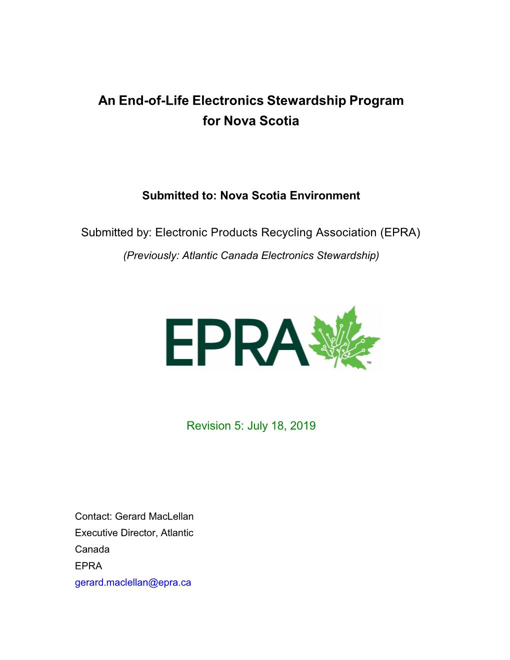 NS EOL Electronics Stewardship Program