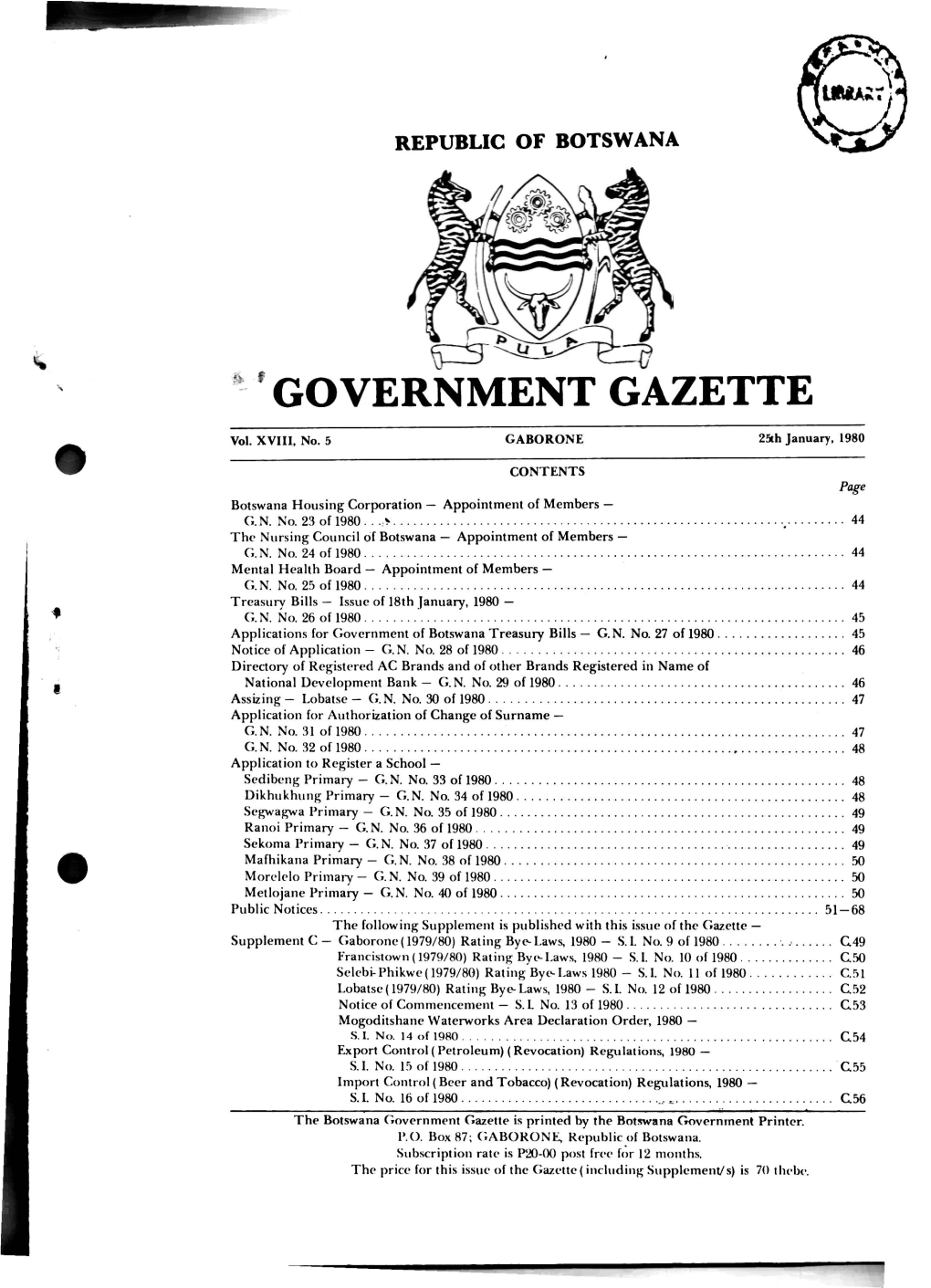 *'Government Gazette