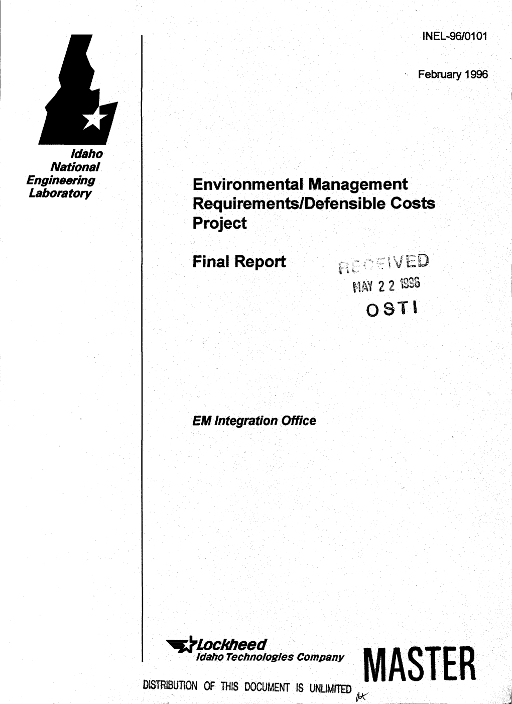 Environmental Management Requirements/Defensible Costs