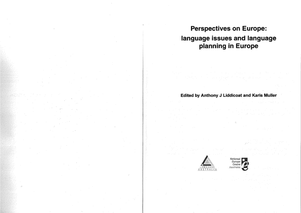 Perspectives on Europe: Language Issues and Language Planning in Europe