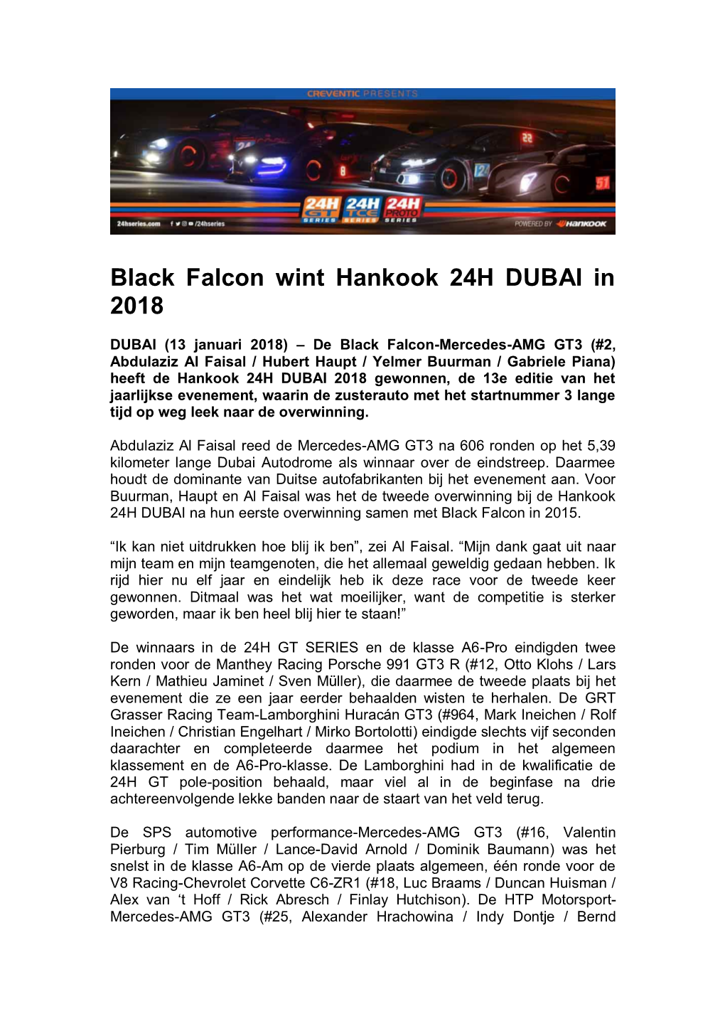 Black Falcon Wint Hankook 24H DUBAI in 2018