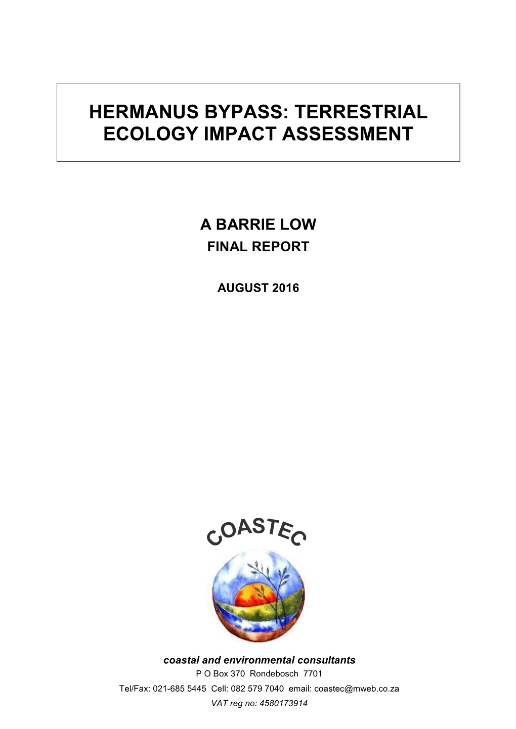 Schaapkraal: Ecological Constraints And