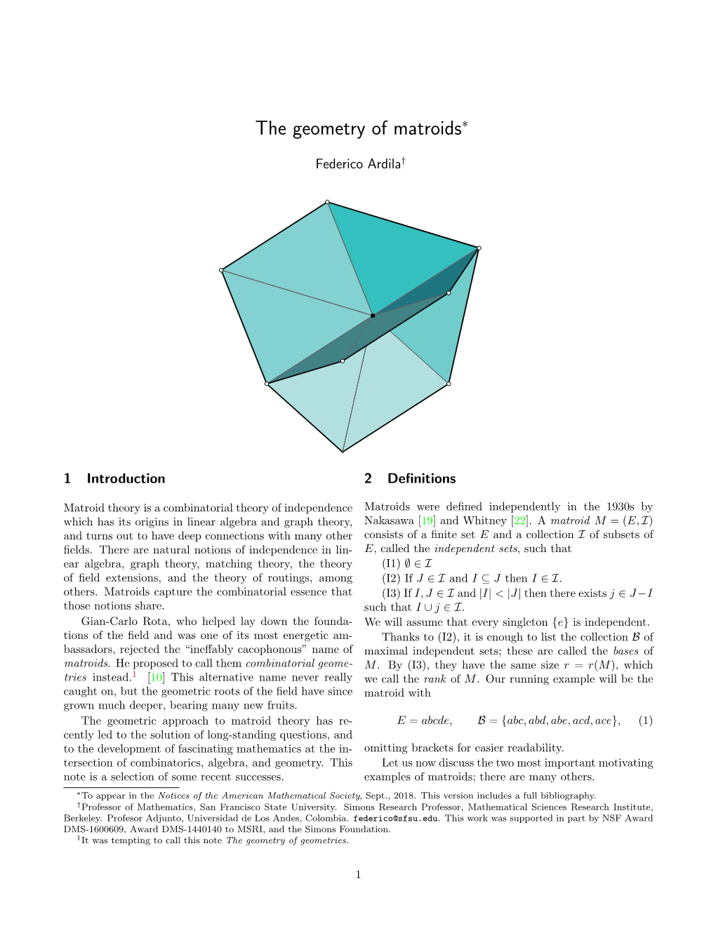 The Geometry of Matroids∗