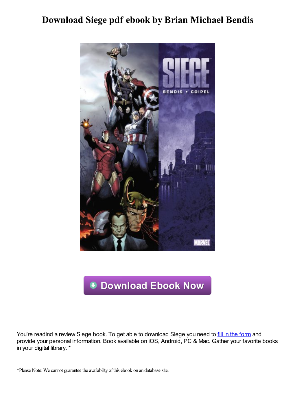 Download Siege Pdf Book by Brian Michael Bendis